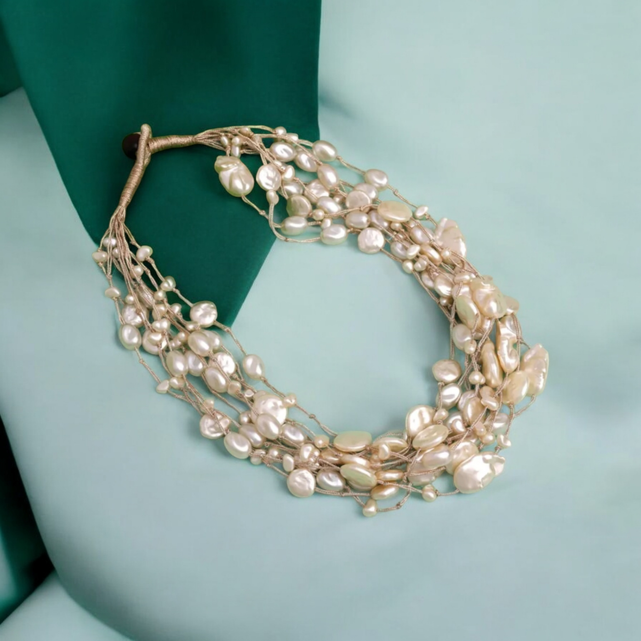 Kundan Lange Halskette -Weiß | Perlen - Lange