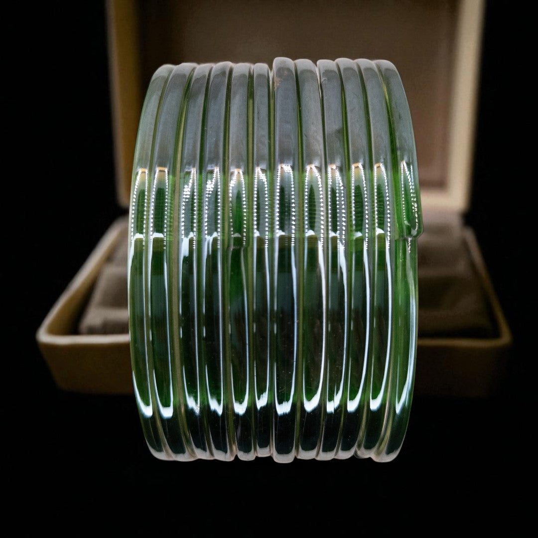Rain Drop Glass Bangles – Set of 12 - Dark Blue