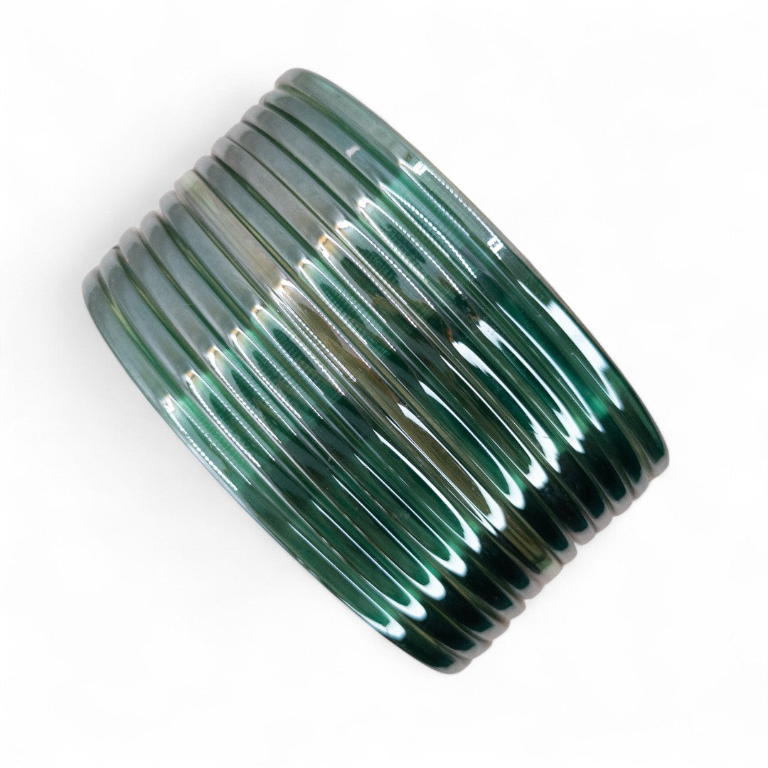Plain Glas Armreifen in Metallic-Farbe – 12er Set - blau grün