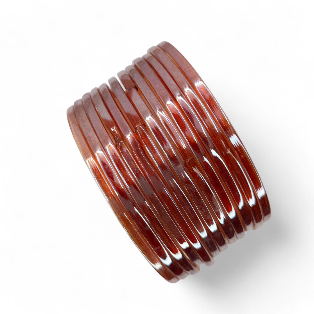 Plain Glas Armreifen in Metallic-Farbe – 12er Set - Peach