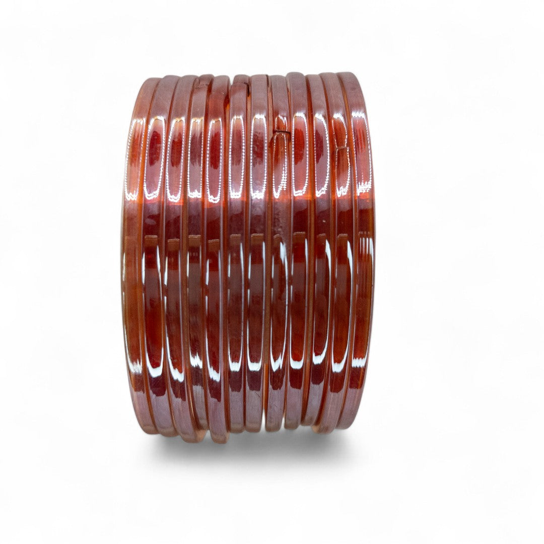 Plain Glas Armreifen in Metallic-Farbe – 12er Set - Peach
