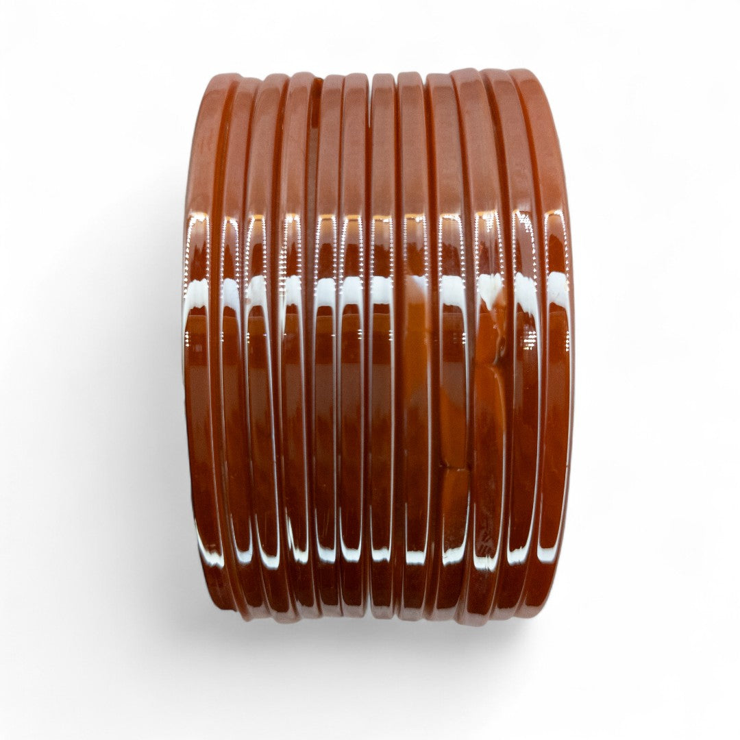 Plain Glas Armreifen in Metallic-Farbe – 12er Set - orange