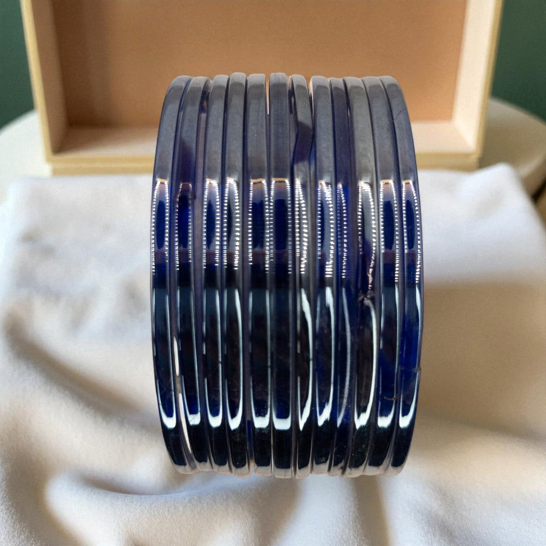 Plain Glas Armreifen in Metallic-Farbe – 12er Set - blau
