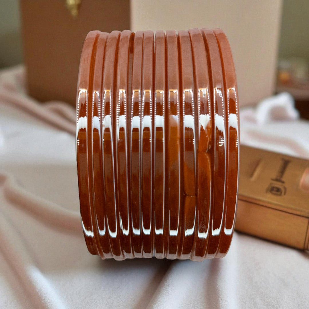 Plain Glas Armreifen in Metallic-Farbe – 12er Set - orange