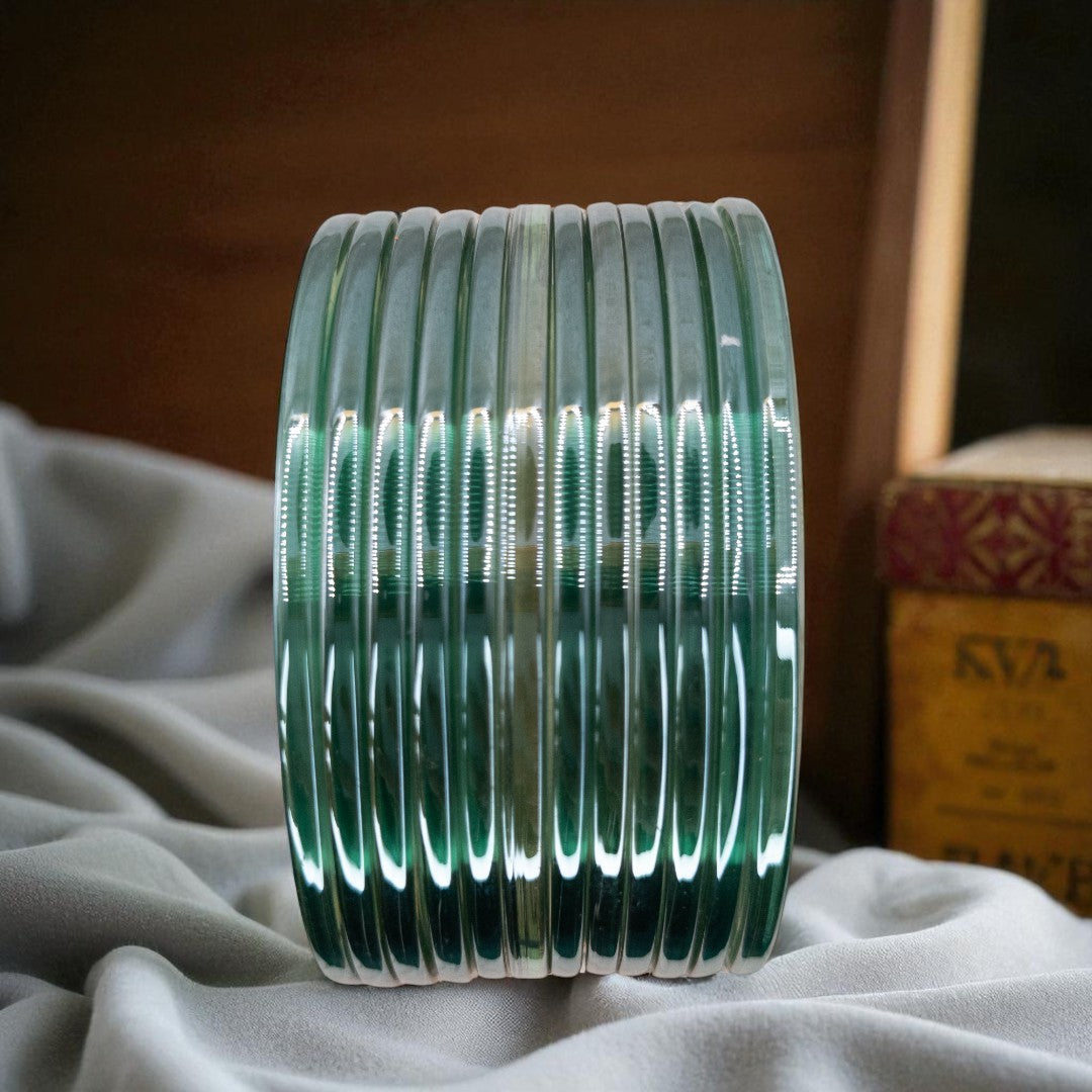 Plain Glas Armreifen in Metallic-Farbe – 12er Set - blau grün