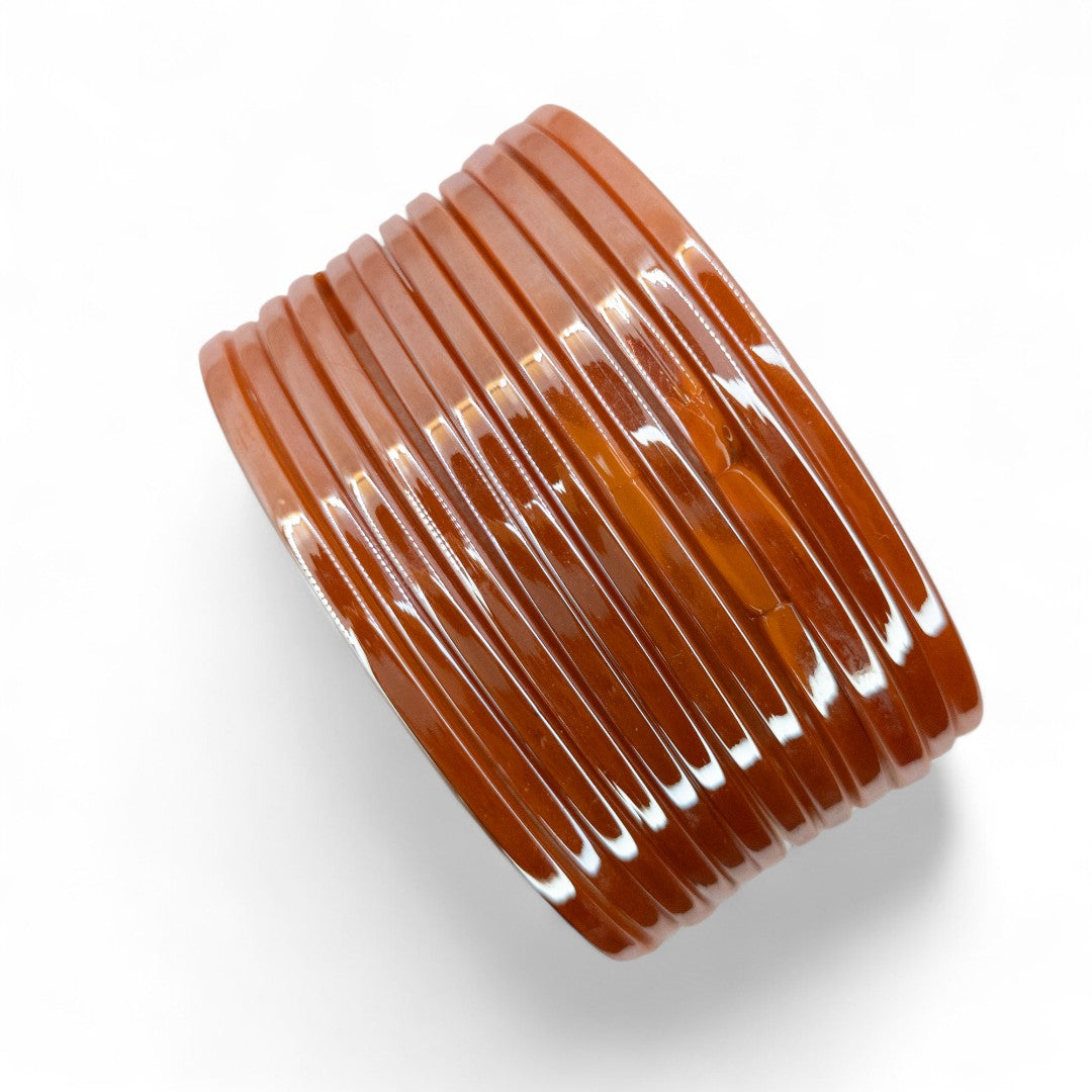 Plain Glas Armreifen in Metallic-Farbe – 12er Set - orange