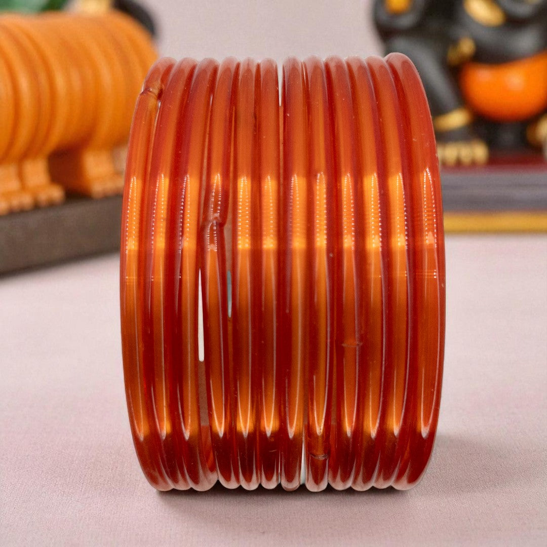 Plain Glas Armreifen – 12er Set - orange