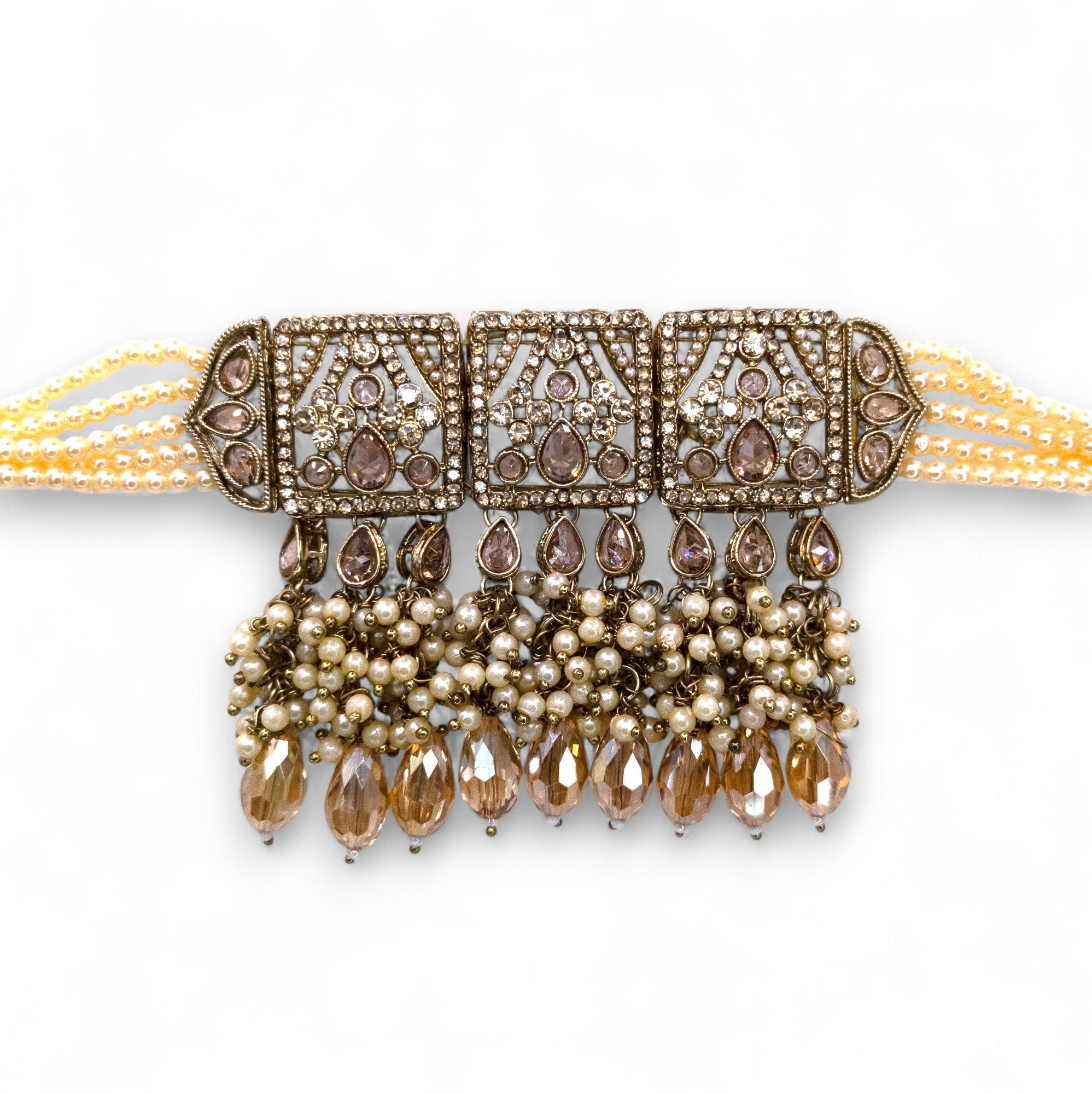 Polki Gold Choker Halskette | mit Ohrringe & Tikka