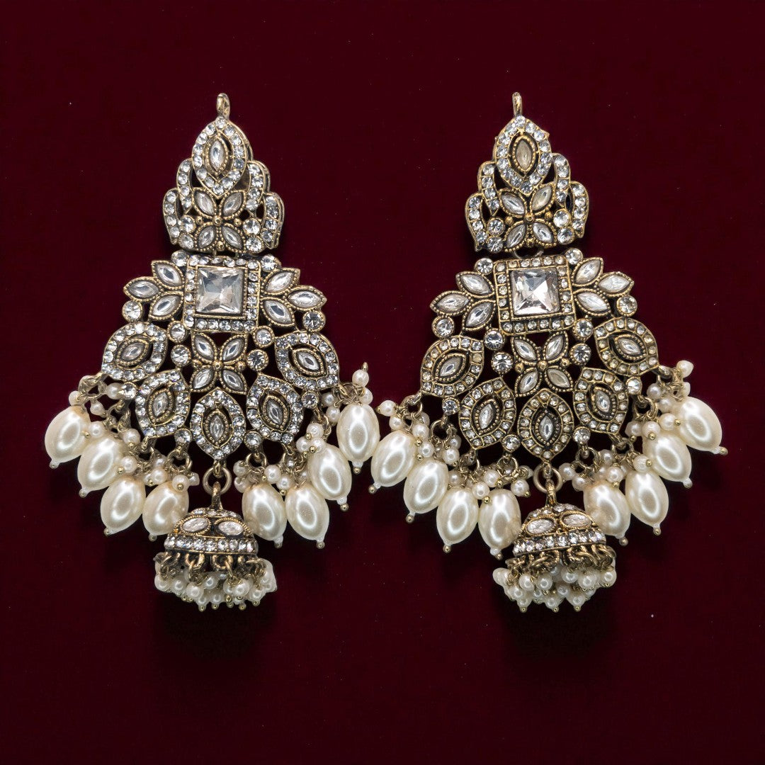 Polki Choker Halskette | mit Ohrringe & Tikka | gold ,weis