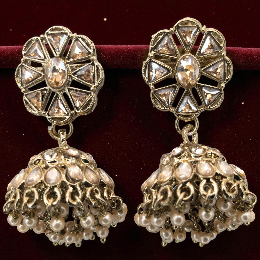 Polki Halskette mit Ohrringe - gold