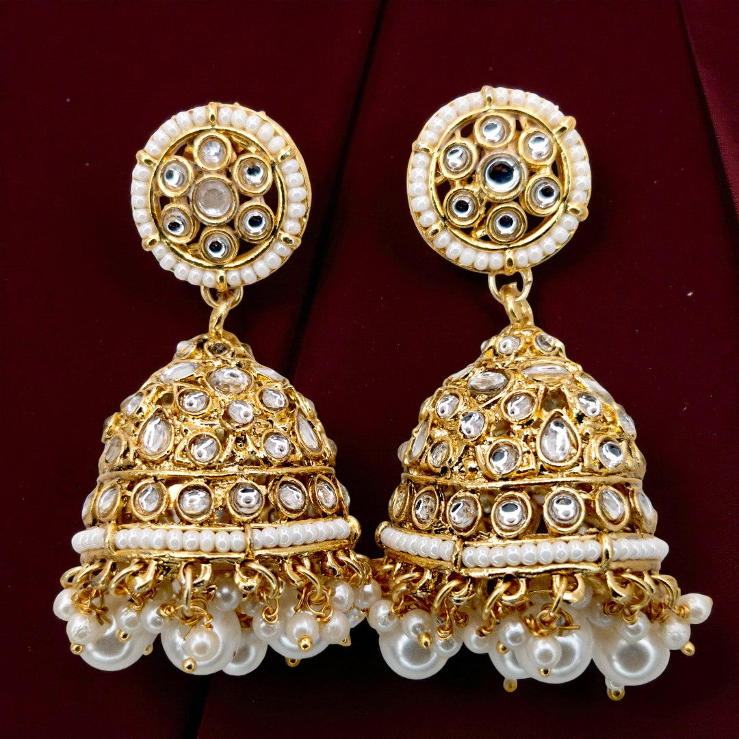 Kundan Halskette mit Ohrringe & Tikka - gold