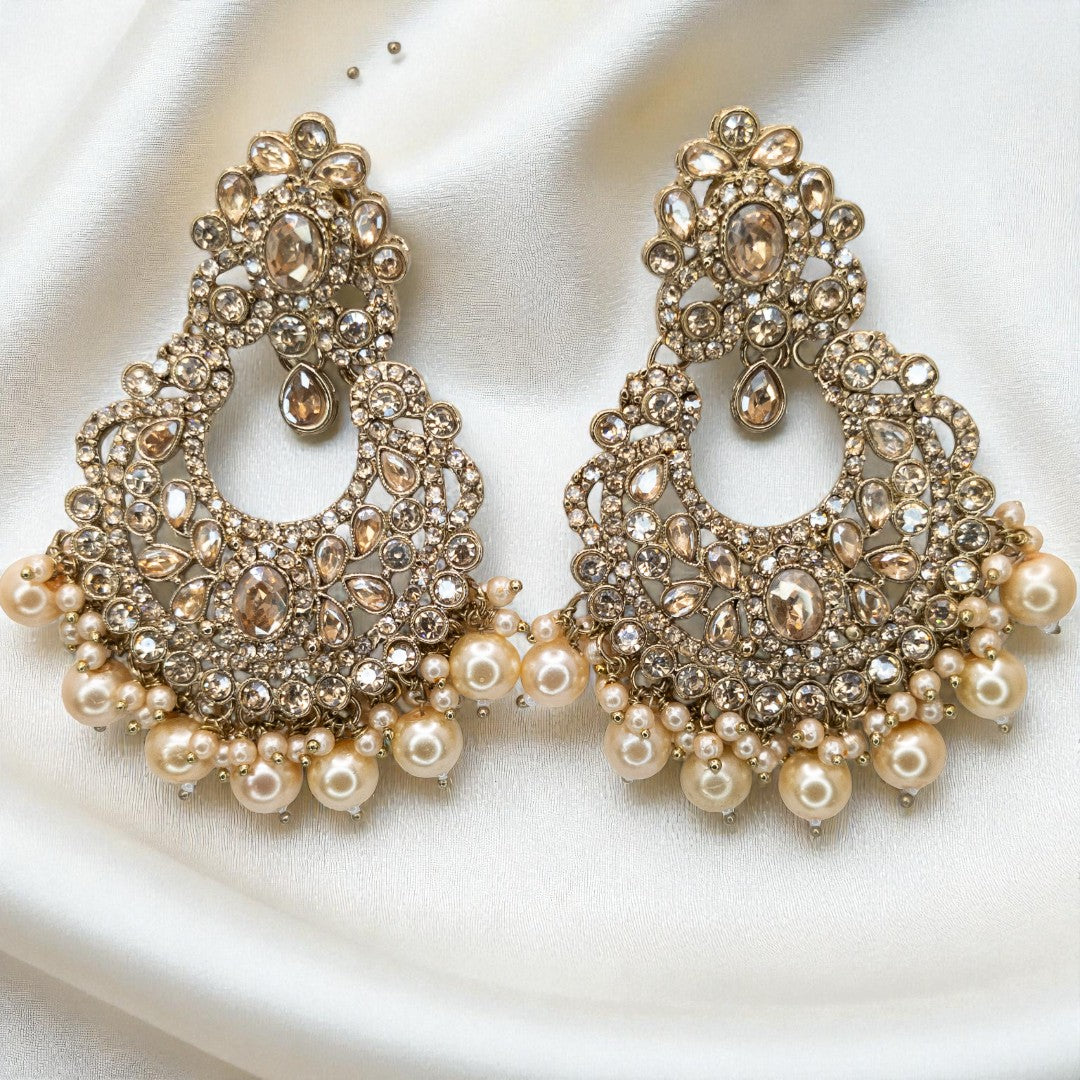 Polki Halskette mit Ohrringe & Tikka - gold