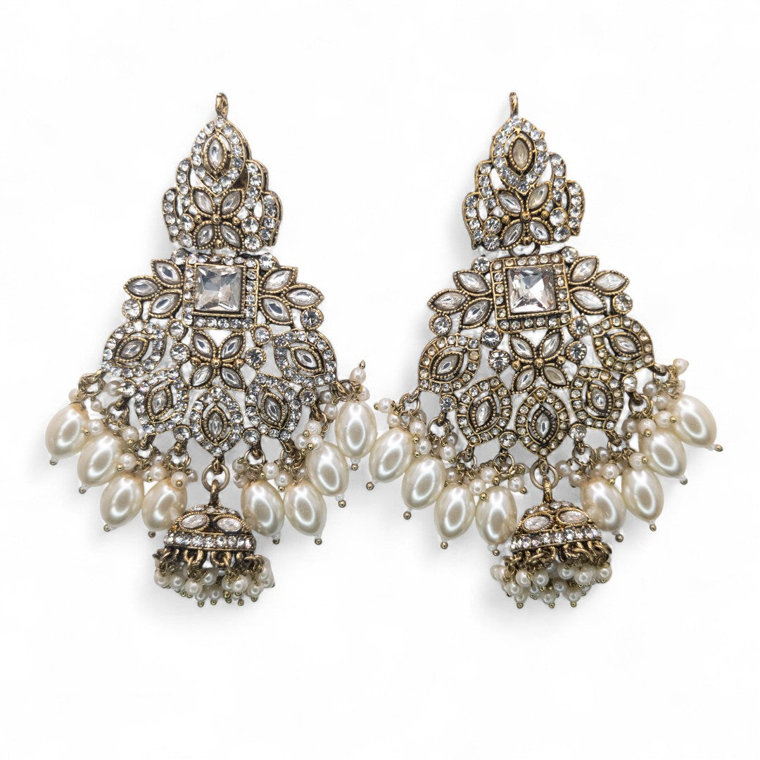 Polki Choker Halskette | mit Ohrringe & Tikka | gold ,weis