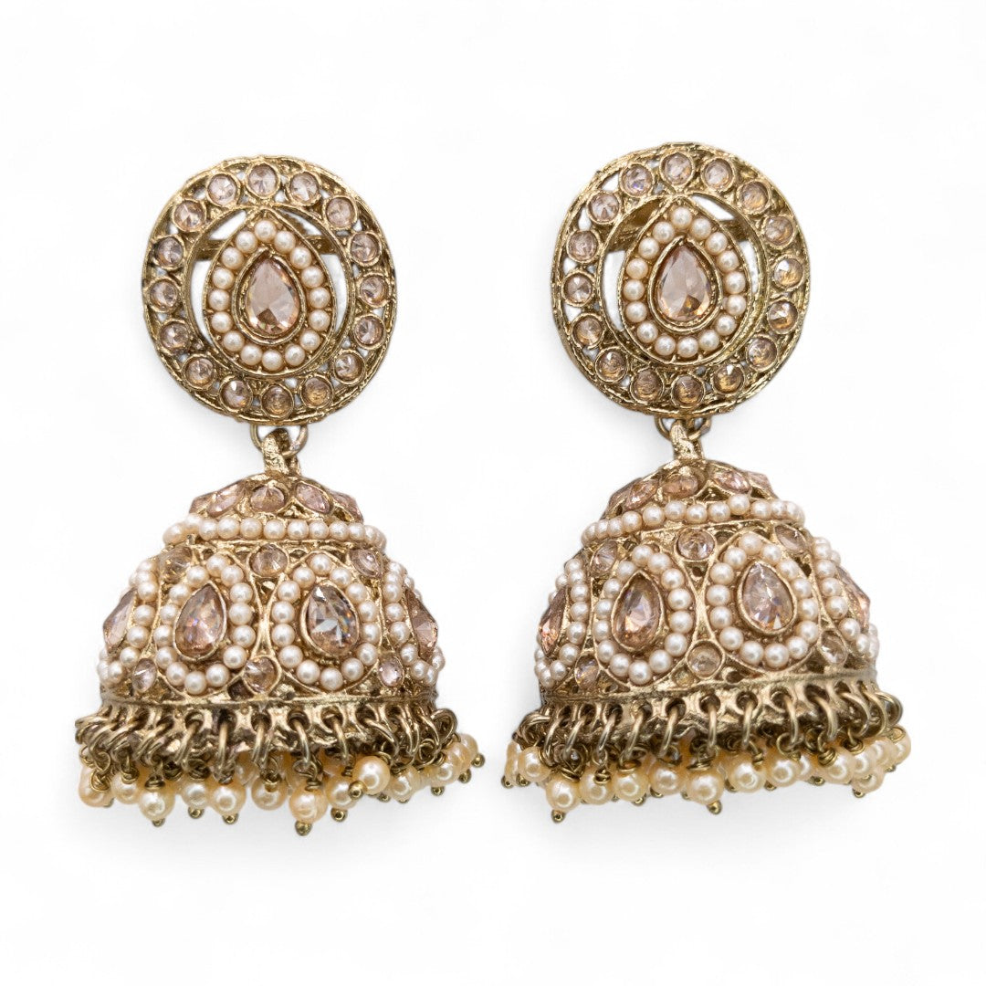 Polki Halskette mit Ohrringe & Tikka - gold