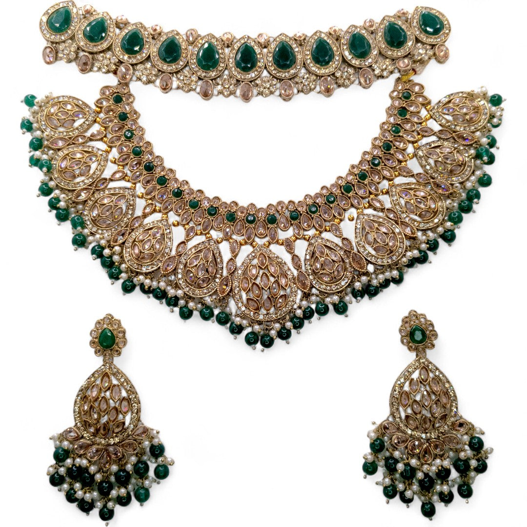 Necklace with Earrings & Tikka - gold