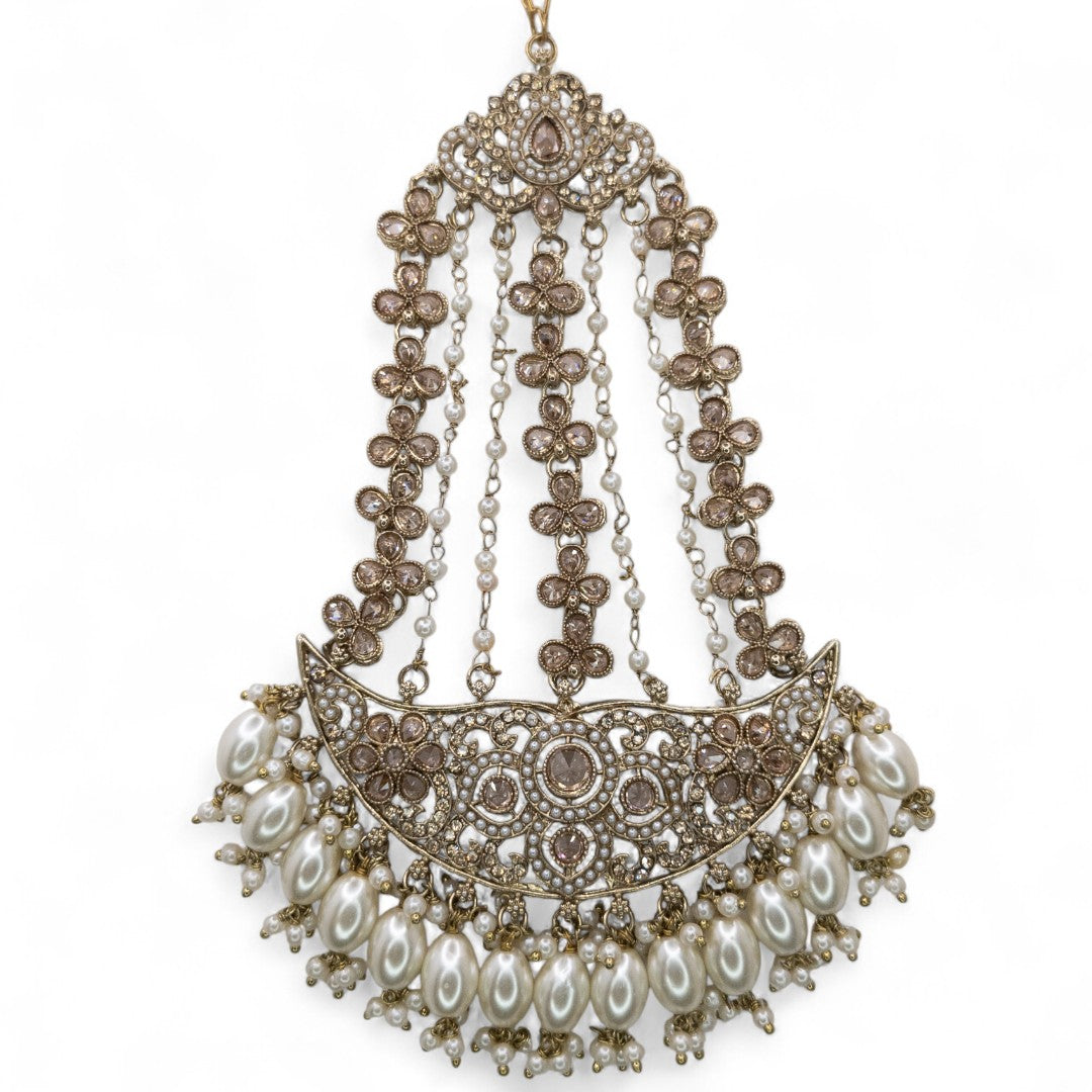 Polki Choker Halskette mit Ohrringe, Passa & Tikka - gold (Braut Schmuck)