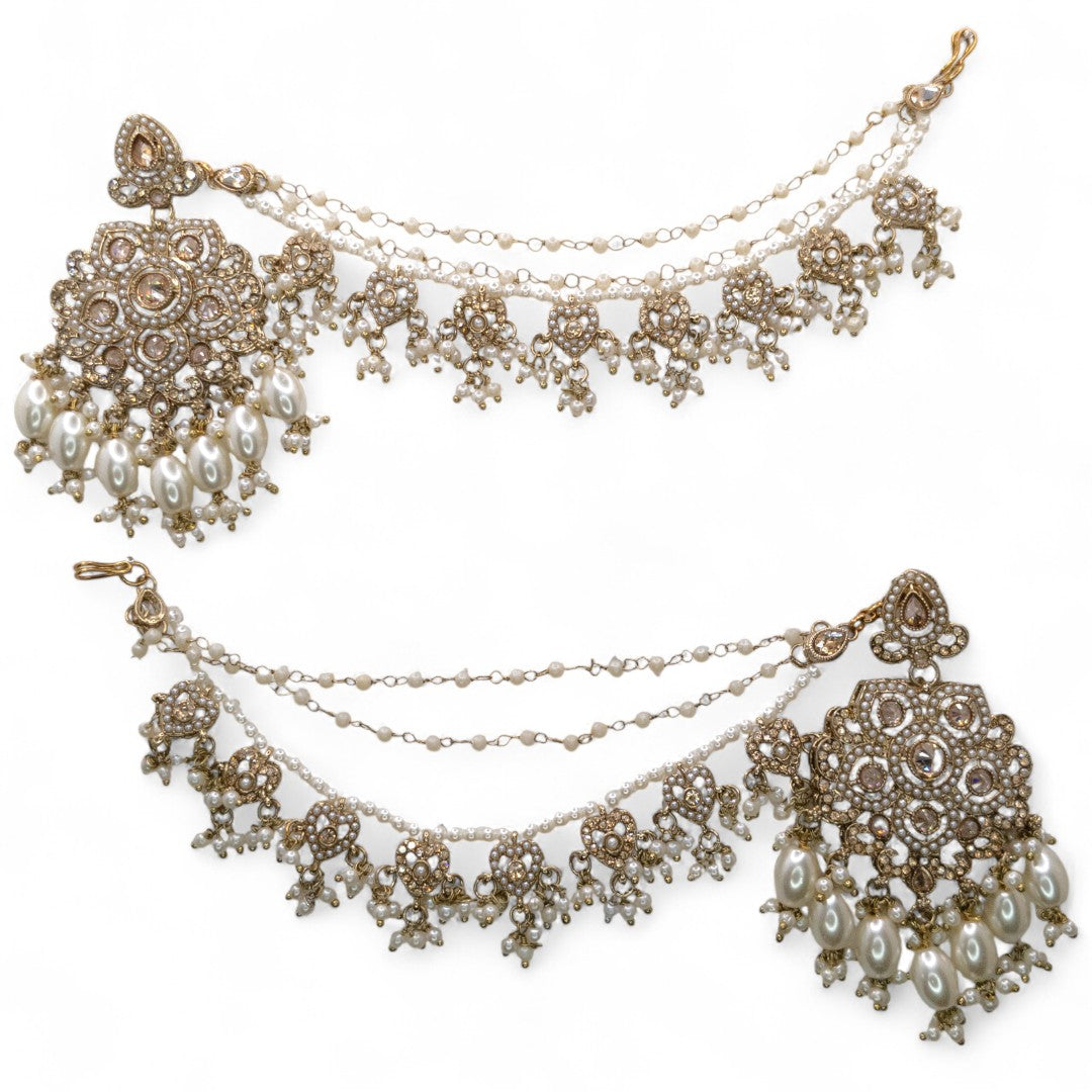 Polki Choker Halskette mit Ohrringe, Passa & Tikka - gold (Braut Schmuck)