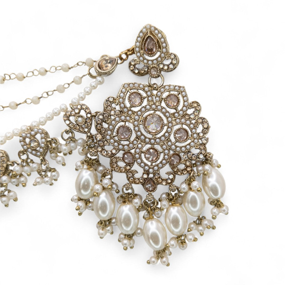 Polki Choker Halskette mit Ohrringe, Passa & Tikka - gold (Braut Schmuck)