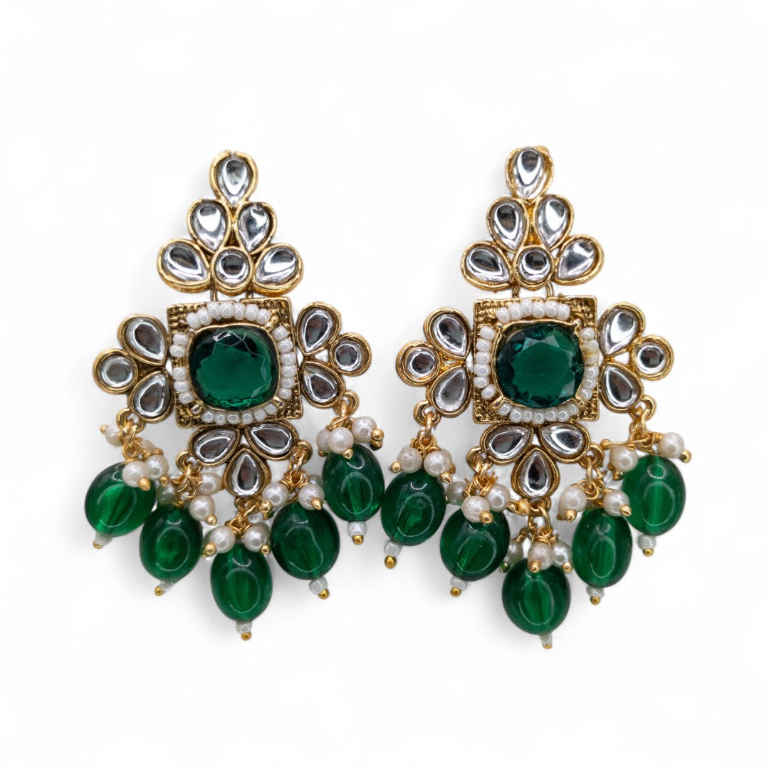 Polki Gold Choker Halskette | mit Ohrringe & Tikka | grün