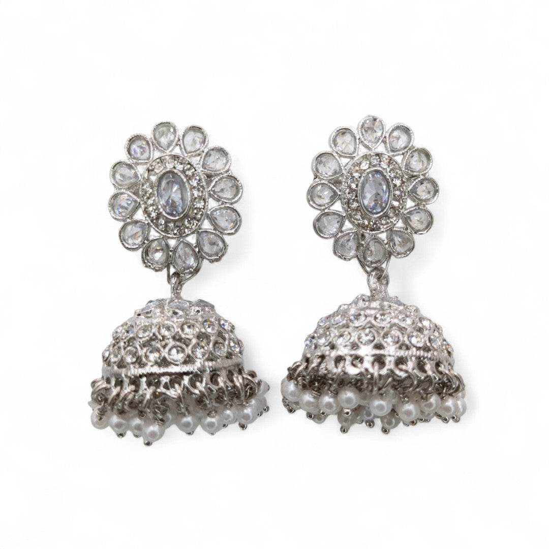 Polki Silver Choker Necklace | with Earrings & Tikka