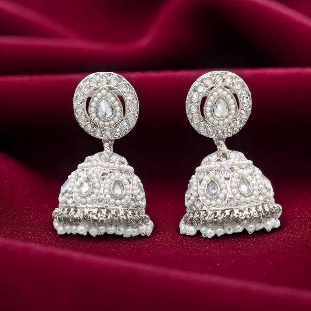 Polki Halskette mit Ohrringe & Tikka - silber