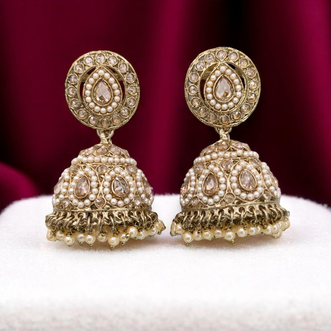 Polki Halskette mit Ohrringe & Tikka - gold