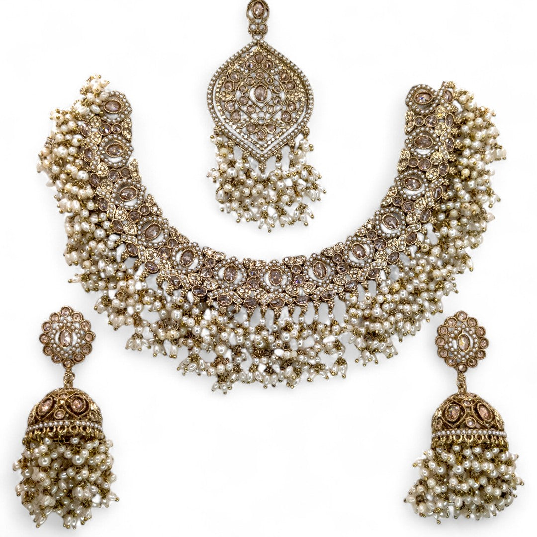 Necklace with Earrings & Tikka - gold
