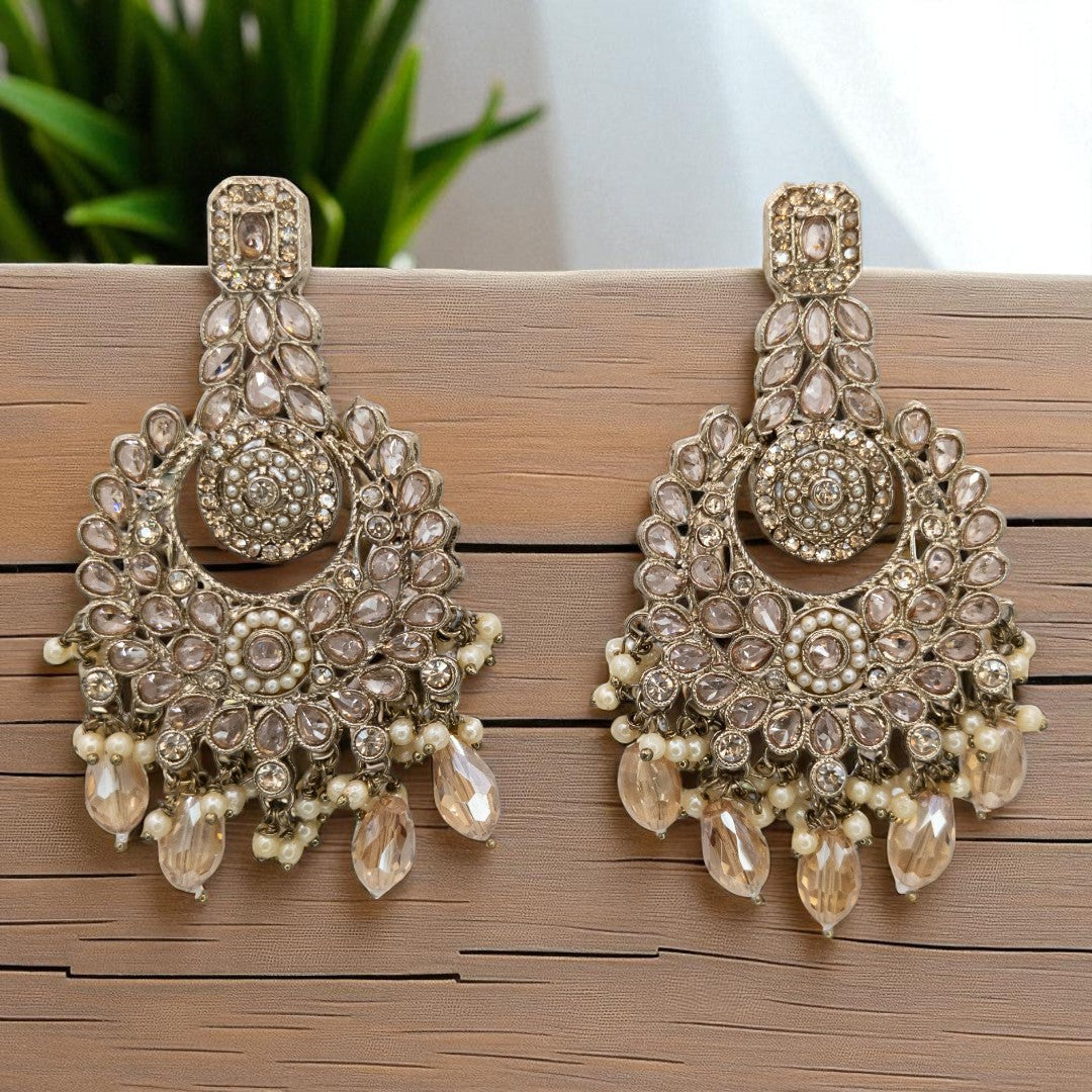 Polki Halskette mit Ohrringe & Tikka - gold | Braut