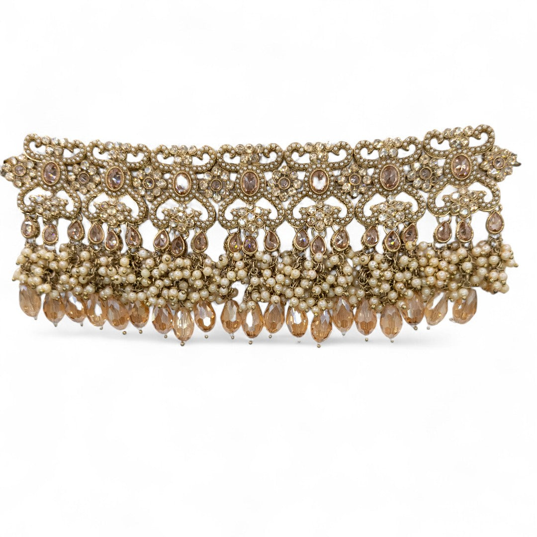 Polki Choker Halskette mit Ohrringe, Passa & Tikka - gold