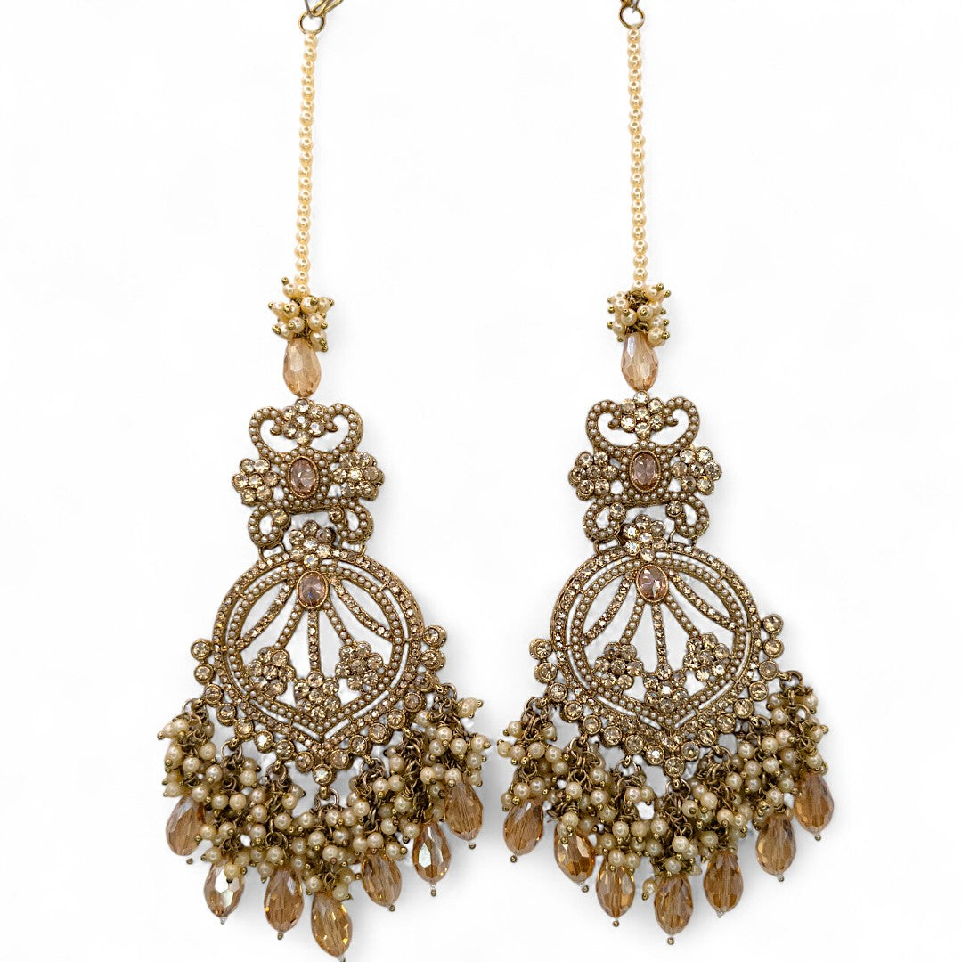 Polki Choker Halskette mit Ohrringe, Passa & Tikka - gold