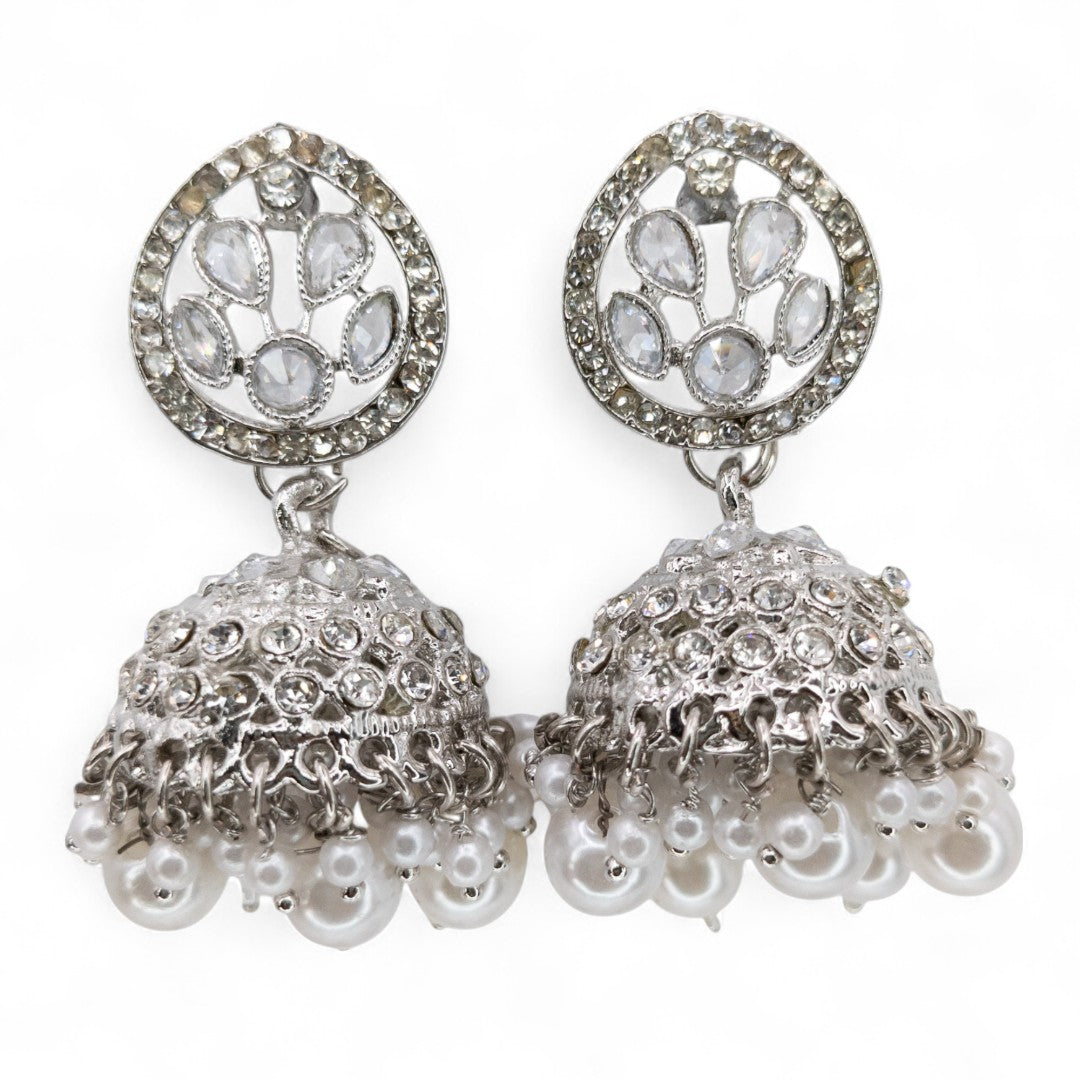 Polki Halskette mit Ohrringe & Tikka - silber