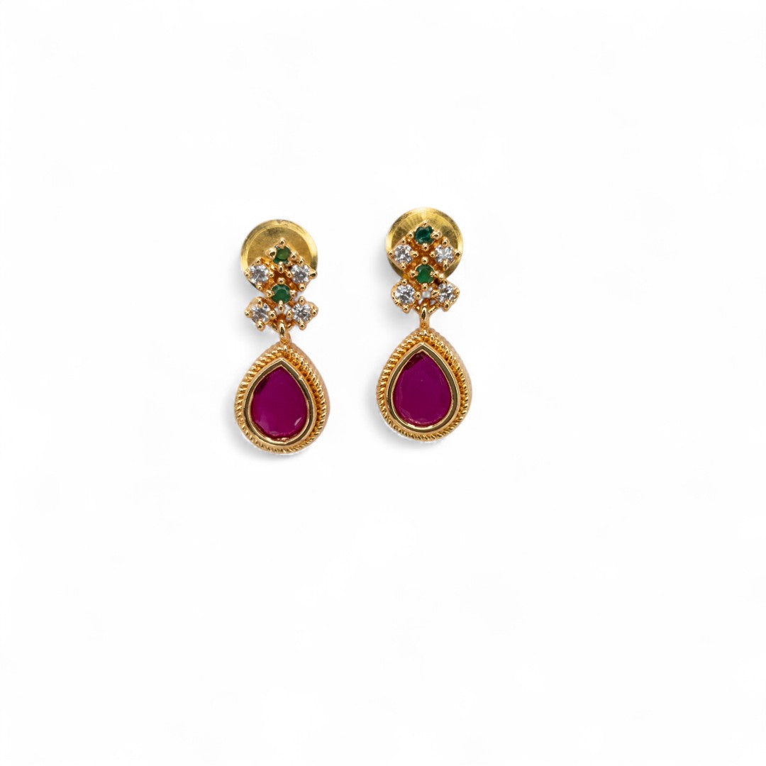 Trendy - Halskette mit Ohrringe - gold | magenta