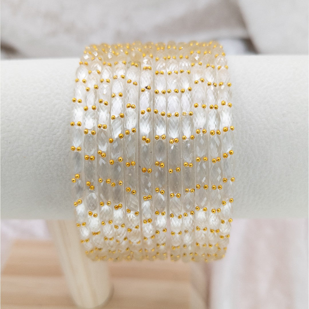 Rain Drop Glass Bangles – Set of 12 - Dark Blue