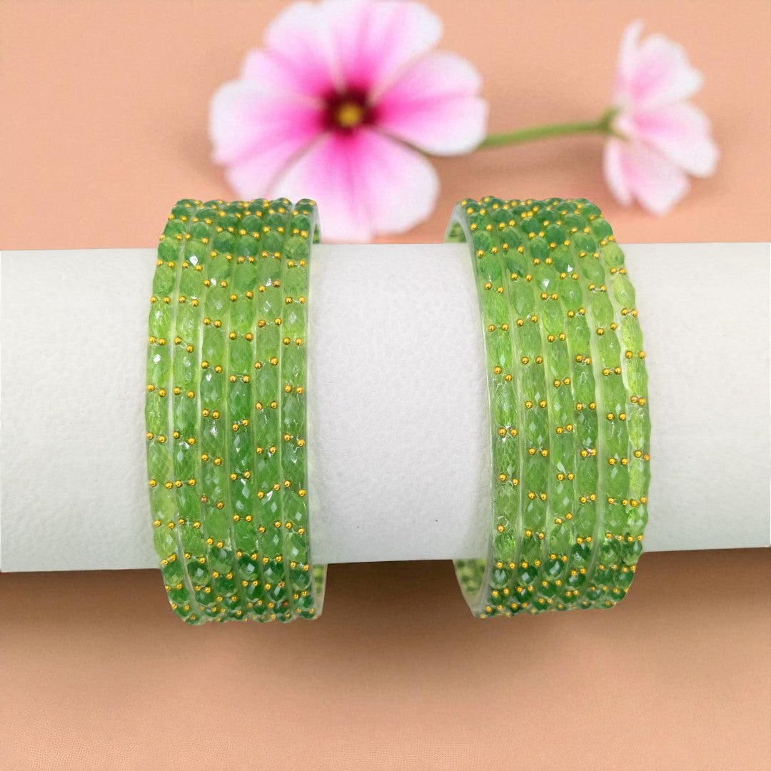 Rain Drop Glass Bangles – Set of 12 - Dark Blue