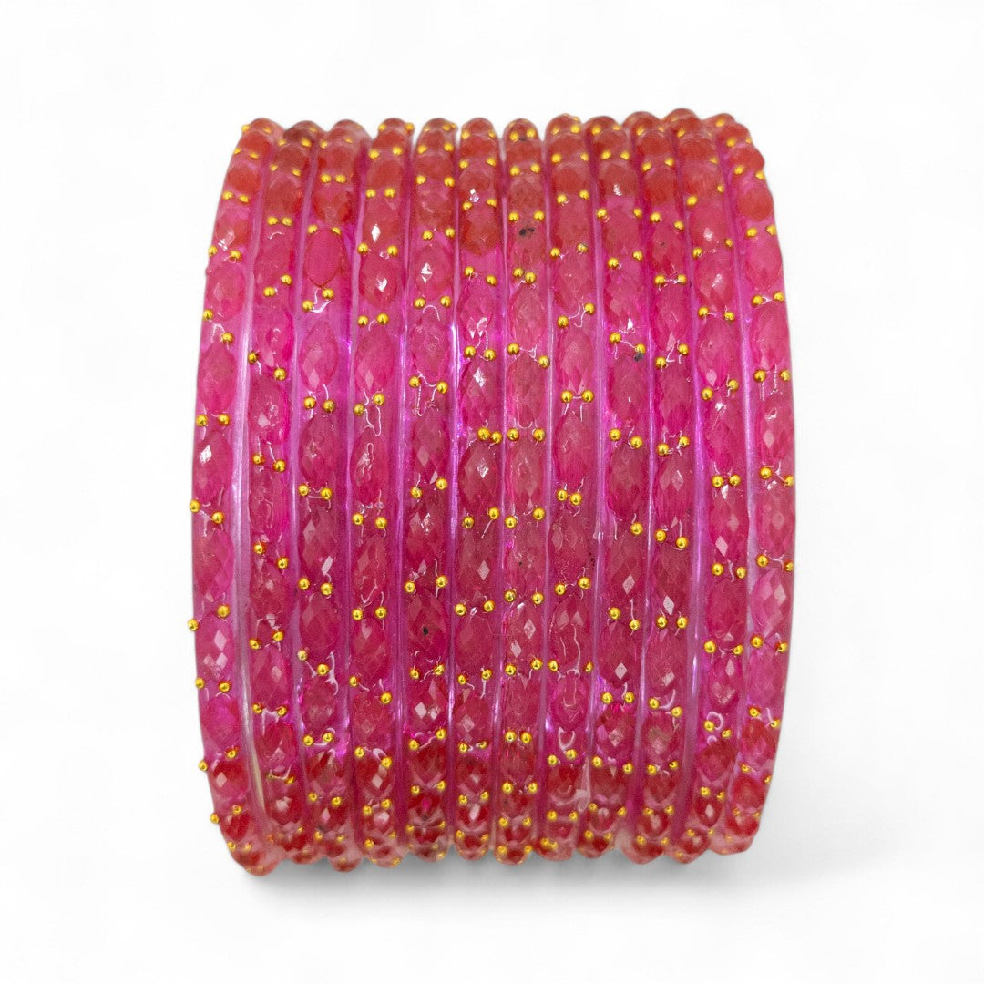Rain Drop Glas Armreifen – 12er Set - magenta
