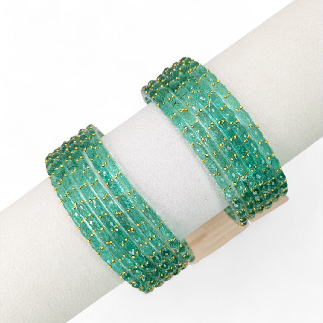 Rain Drop Glass Bangles – Set of 12 - Dark Blue