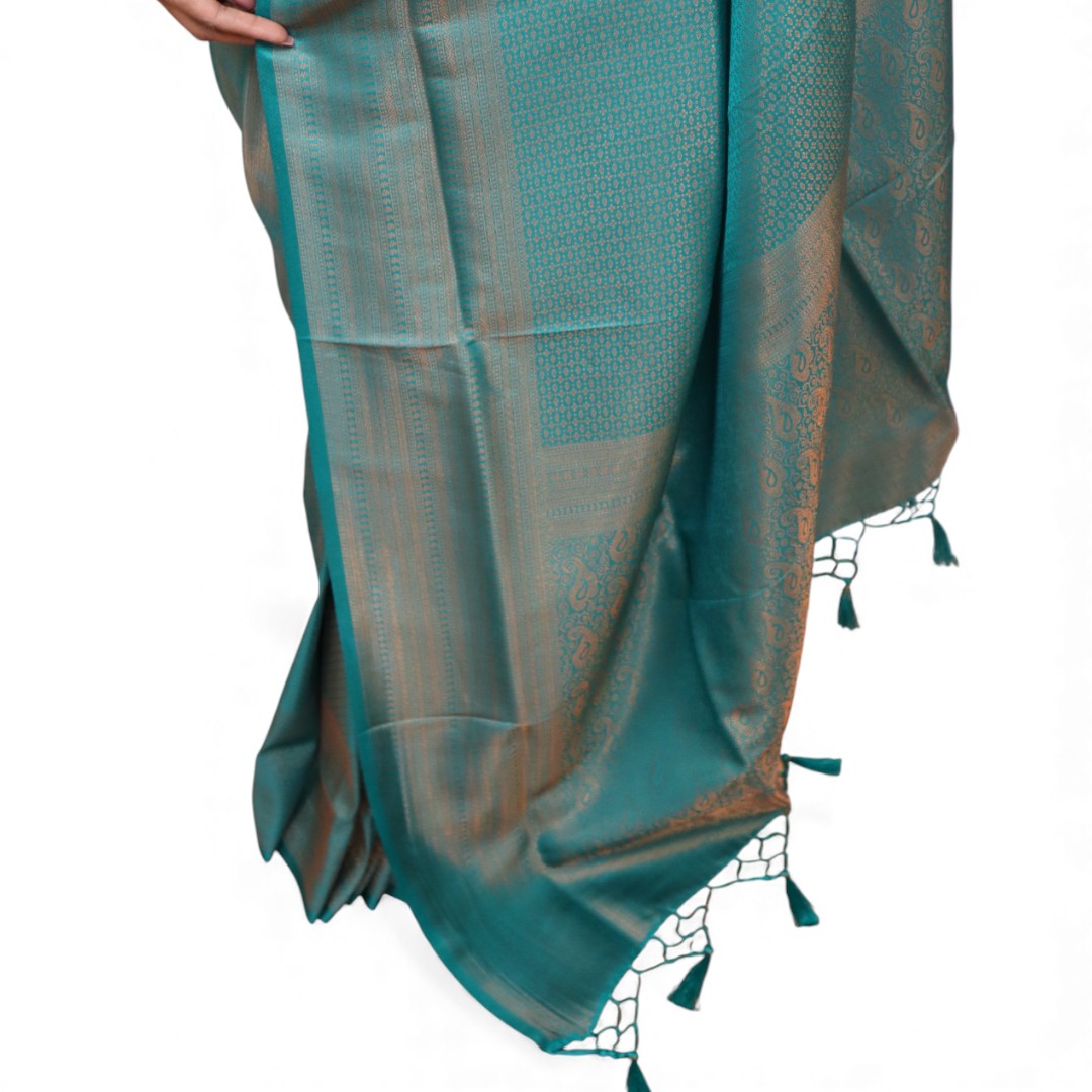 Soft Silk Saree – Hochwertige Handloom-Seide | Premium Weiche Seide Sari |dunkles Smaragdgrün