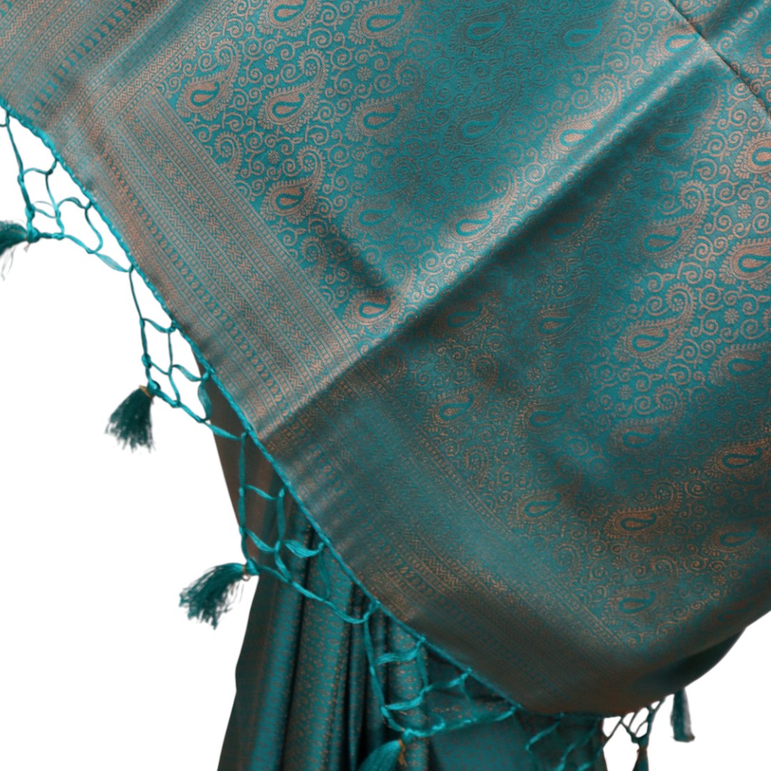 Soft Silk Saree – Hochwertige Handloom-Seide | Premium Weiche Seide Sari |dunkles Smaragdgrün