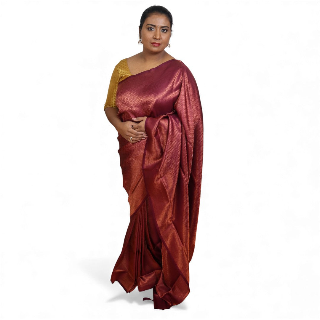 Soft Silk Saree – Hochwertige Handloom-Seide | Premium Weiche Seide Sari | wine rot