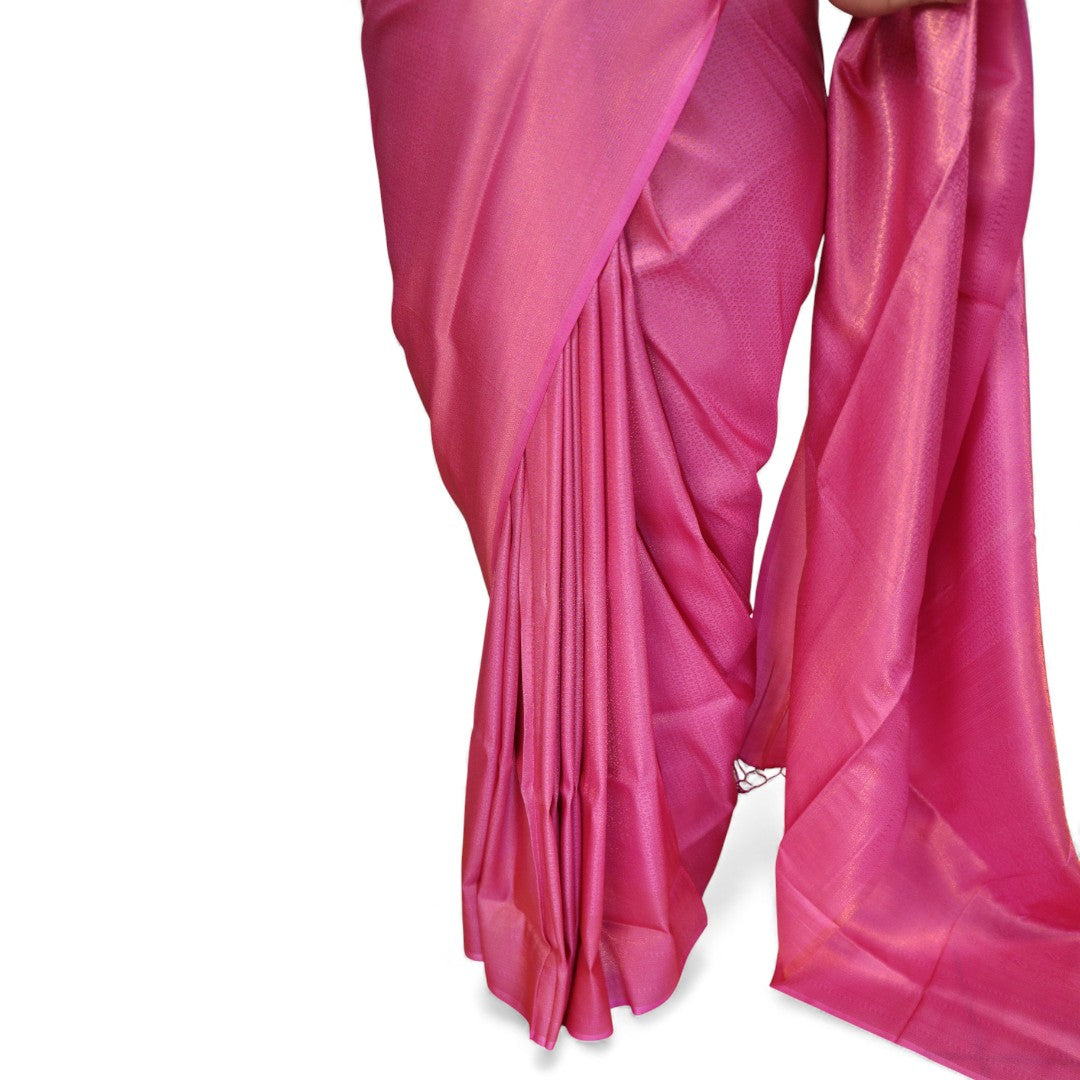 Soft Silk Saree – Hochwertige Handloom-Seide | Premium Weiche Seide Sari | Rosa Dunkel