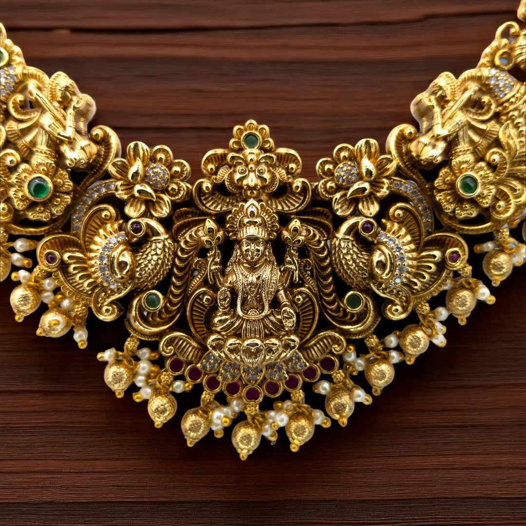 Tempel Halskette mit Ohrringe - gold