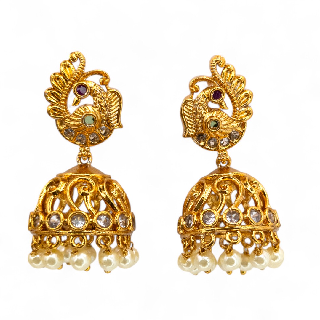 Tempel Halskette mit Ohrringe - gold