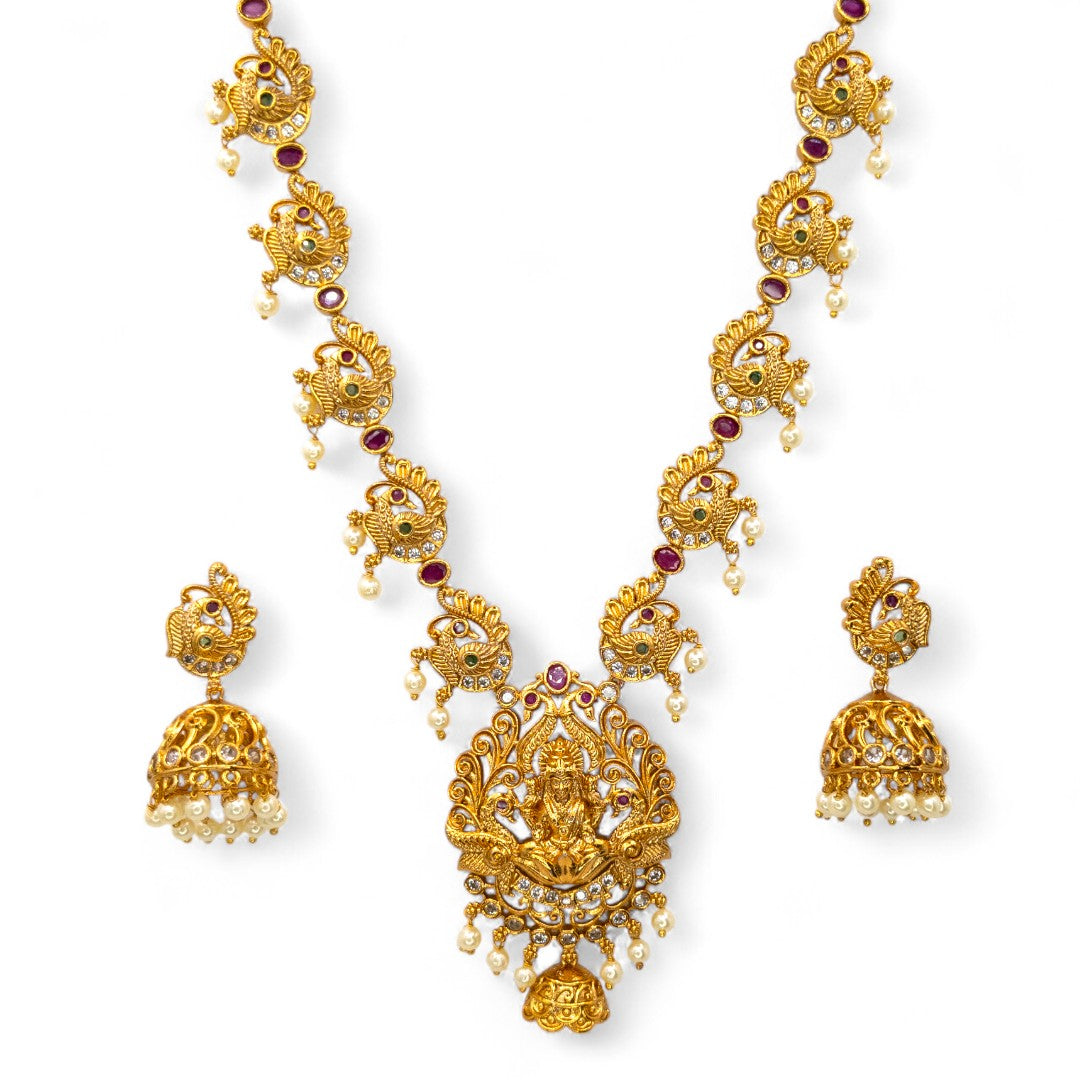 Tempel Halskette mit Ohrringe - gold