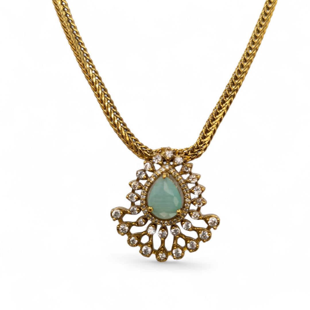 Trendy - Halskette mit Ohrringe - gold | mint