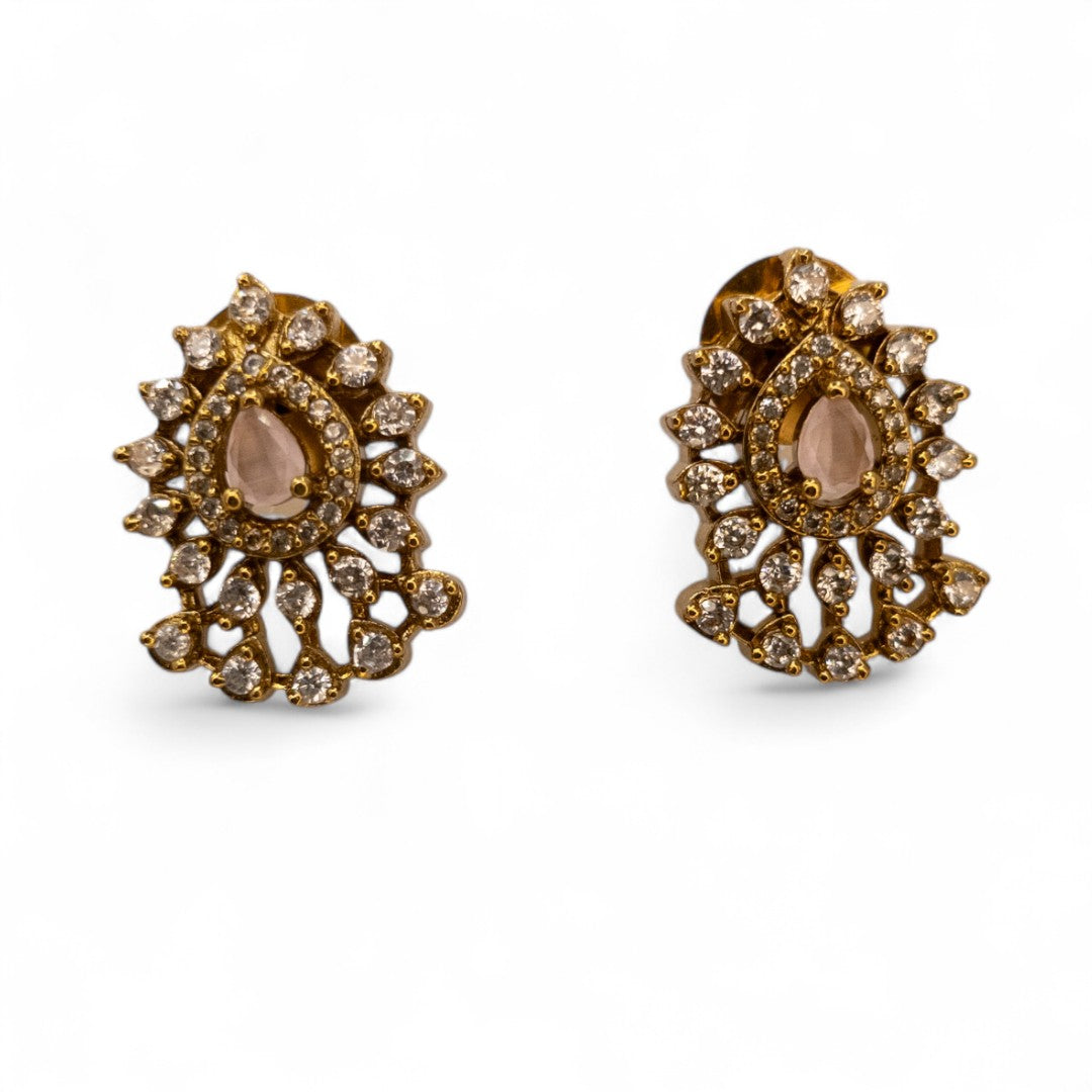 Trendy - Halskette mit Ohrringe - gold | Rosa