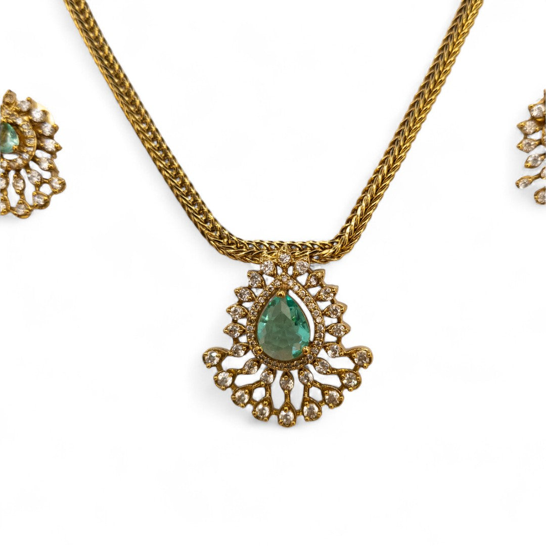 Trendy - Halskette mit Ohrringe - gold | meer grün