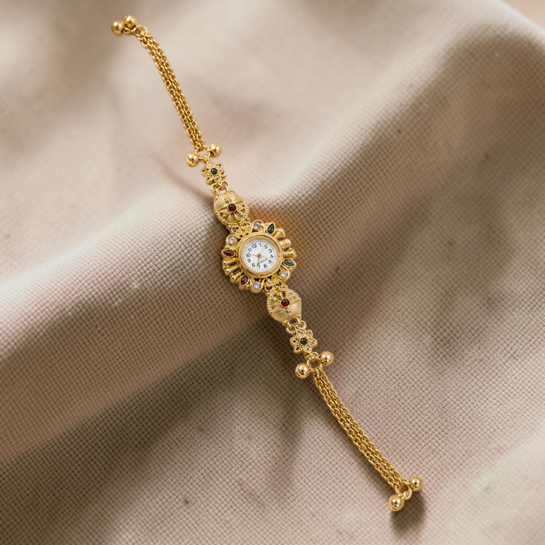 Kundan-Armbanduhr für Damen – Elegante indische Schmuckuhr im Ethno-Design