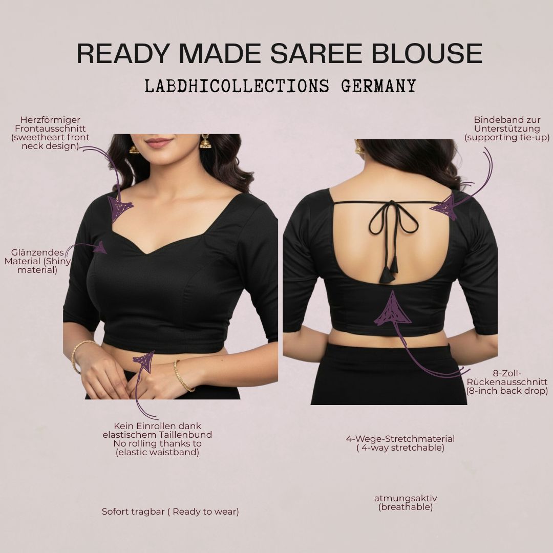 Ready-made saree blouse – sweetheart neckline – blue