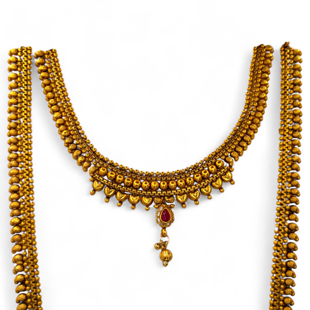 Necklace and Long Chain Set - gold