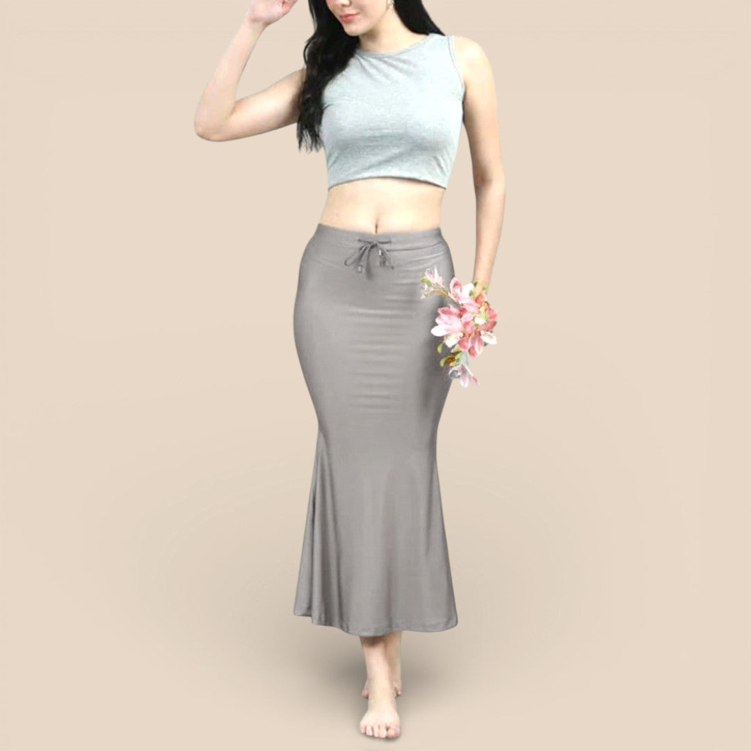 Alles-in-einem Saree Set |Grau gold – Space Silk Saree + Blouse + Shapewear